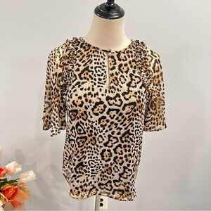 Vince Camuto Animal Print Cheetah / Leopard Print Oversized Blouse Size XXS